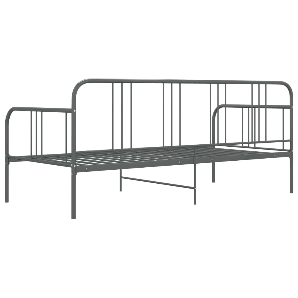 Sofá-cama 90x200 cm metal cinzento - Image 5
