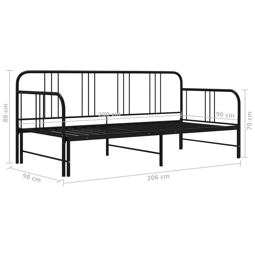 Estrutura sofá-cama de puxar 90x200 cm metal preto - Image 11