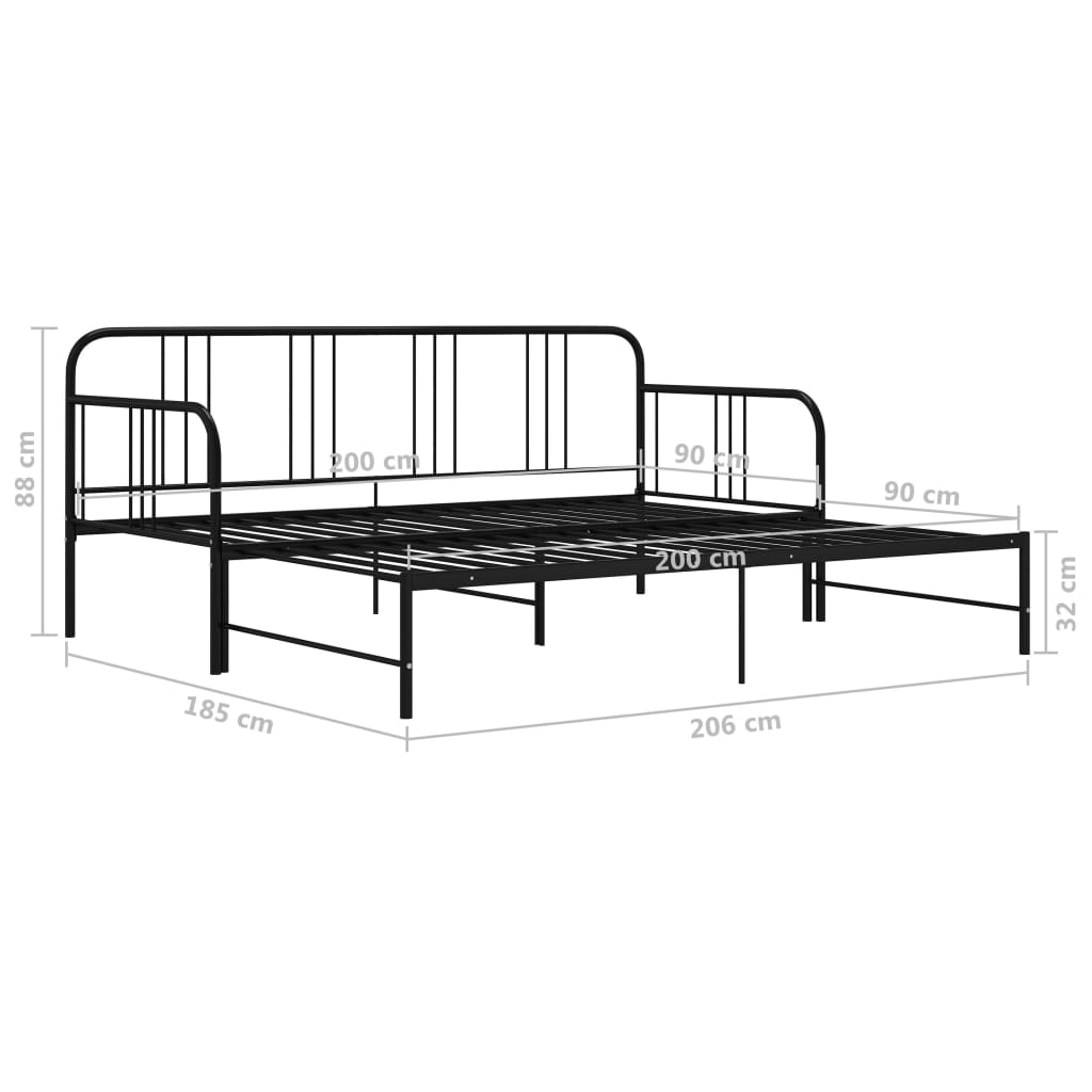 Estrutura sofá-cama de puxar 90x200 cm metal preto - Image 12