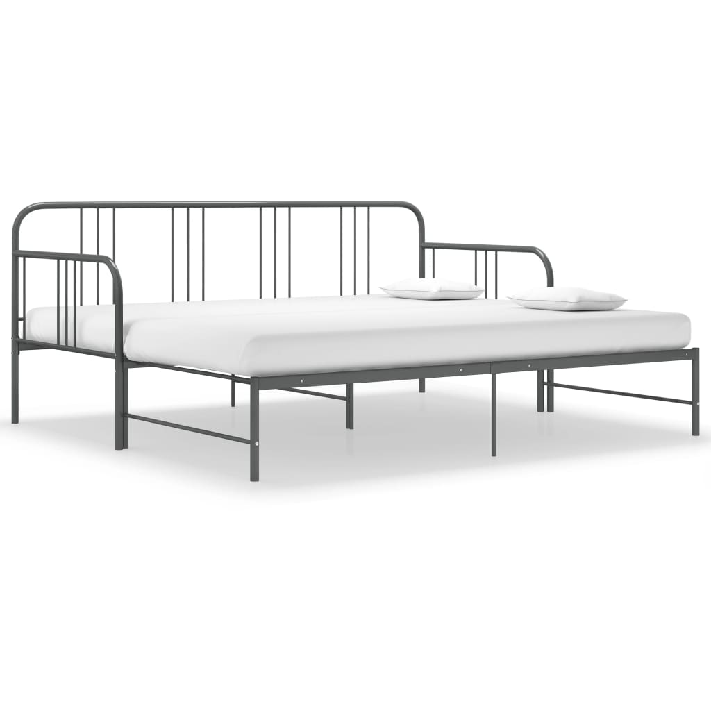 Estrutura sofá-cama de puxar 90x200 cm metal cinzento - Image 9
