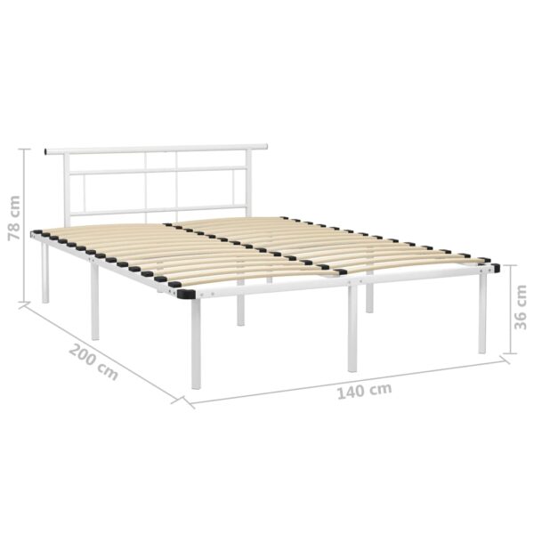 Estrutura de cama em metal 140x200 cm branco - Image 6