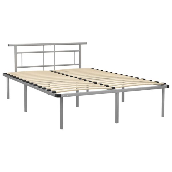 Estrutura de cama metal 140x200 cm cinzento - Image 2