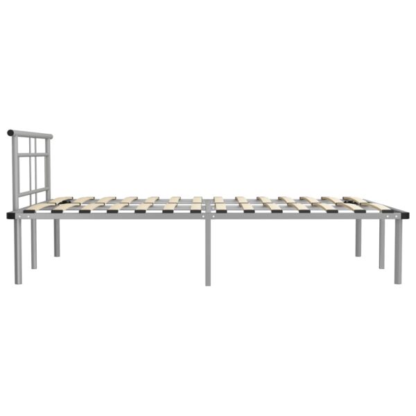 Estrutura de cama metal 140x200 cm cinzento - Image 4