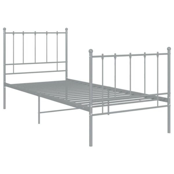 Estrutura de cama 100x200 cm metal cinzento - Image 2