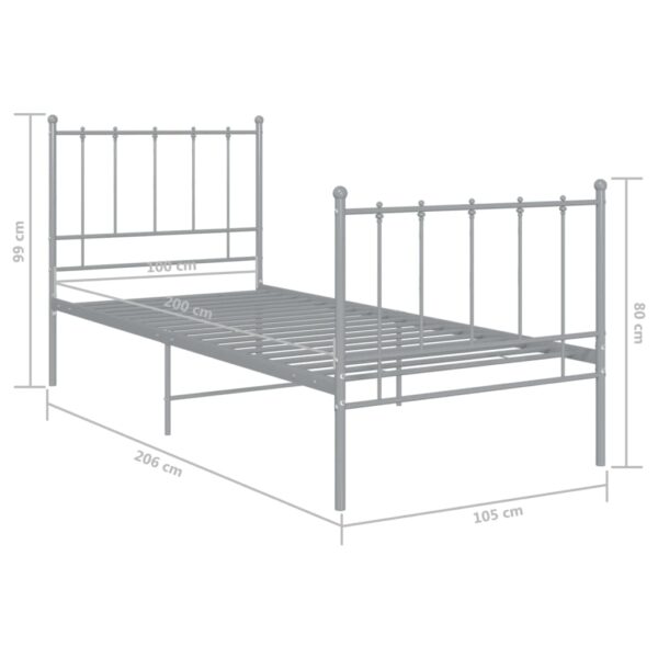 Estrutura de cama 100x200 cm metal cinzento - Image 6