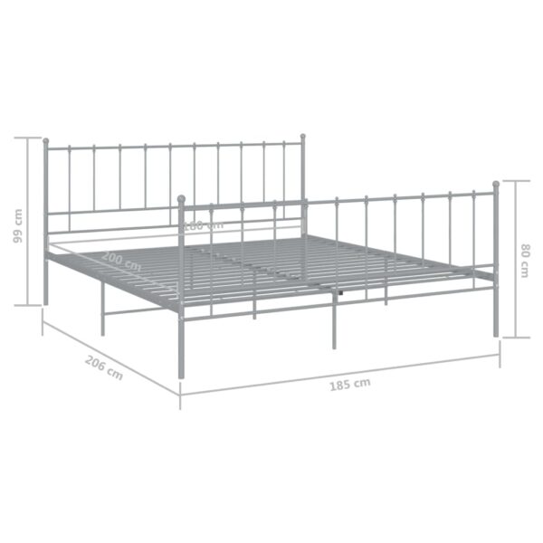 Estrutura de cama 180x200 cm metal cinzento - Image 6