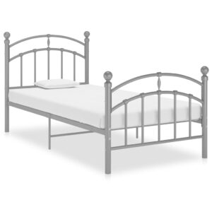 Estrutura de cama 100x200 cm metal cinzento