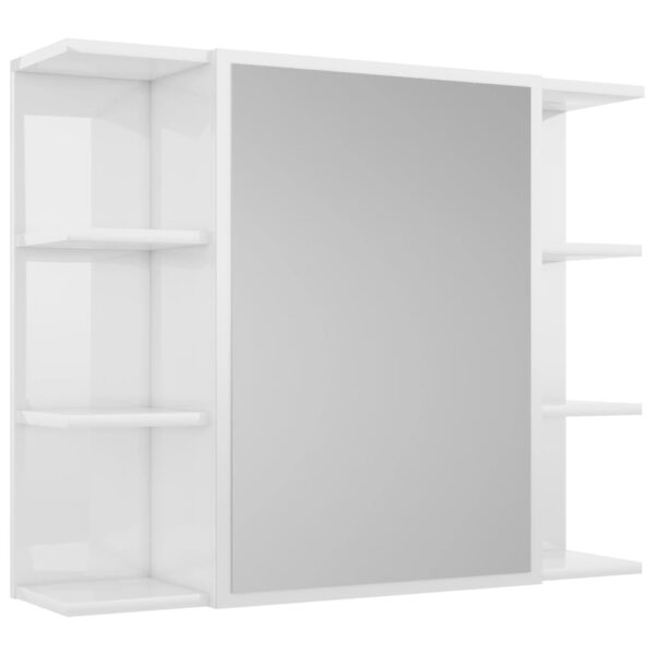 4 pcs conj. móveis casa de banho contraplacado branco brilhante - Image 2