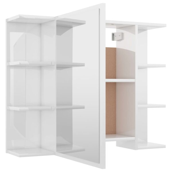 4 pcs conj. móveis casa de banho contraplacado branco brilhante - Image 3