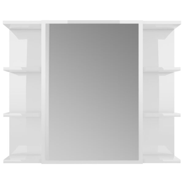 4 pcs conj. móveis casa de banho contraplacado branco brilhante - Image 4