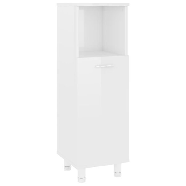4 pcs conj. móveis casa de banho contraplacado branco brilhante - Image 6