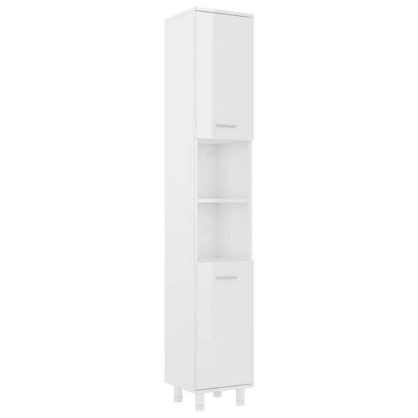 4 pcs conj. móveis casa de banho contraplacado branco brilhante - Image 9