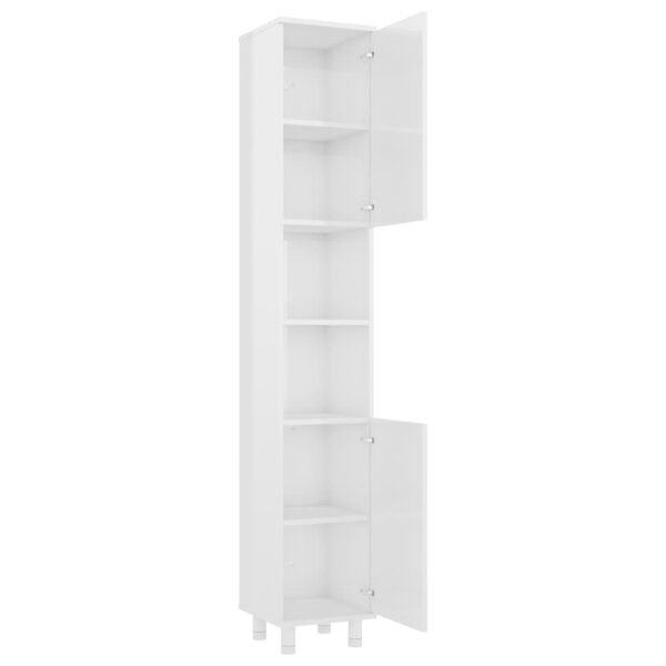 4 pcs conj. móveis casa de banho contraplacado branco brilhante - Image 10