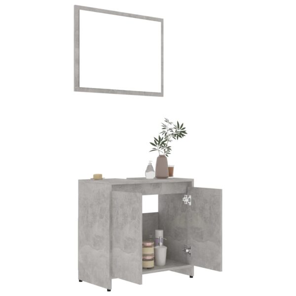 3 pcs conj. móveis casa de banho contraplacado cinzento cimento - Image 6