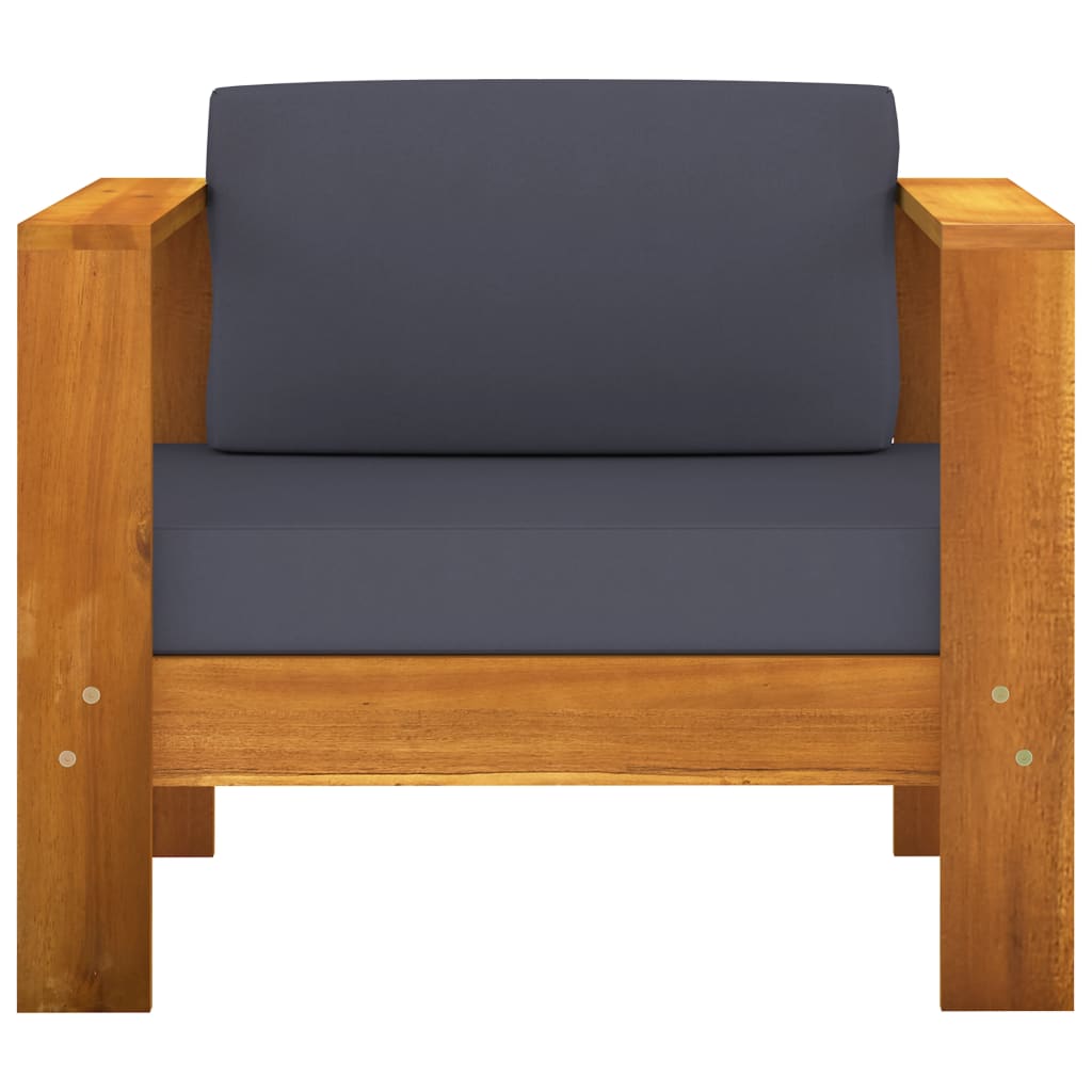 7 pcs conj. lounge de jardim c/ almofadões cinza-escuro acácia - Image 3