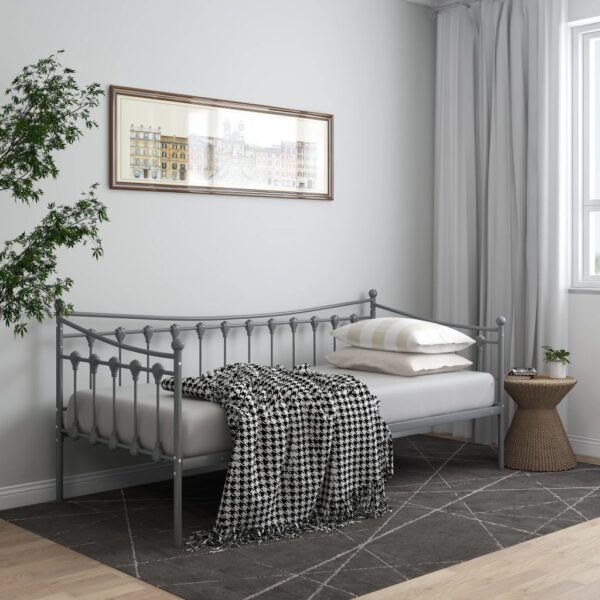 Sofá-cama 90x200 cm metal cinzento - Image 2
