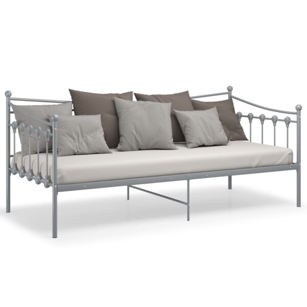 Sofá-cama 90x200 cm metal cinzento - Image 3