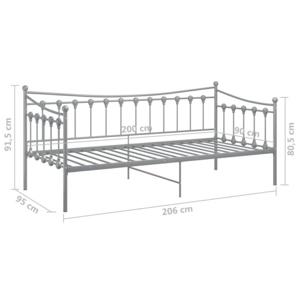 Sofá-cama 90x200 cm metal cinzento - Image 9