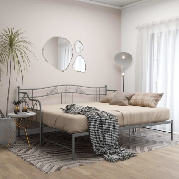 Estrutura sofá-cama de puxar 90x200 cm metal cinzento - Image 2