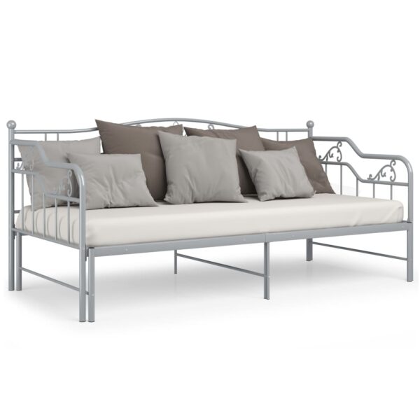 Estrutura sofá-cama de puxar 90x200 cm metal cinzento - Image 3