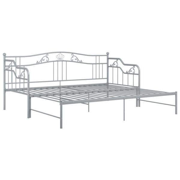Estrutura sofá-cama de puxar 90x200 cm metal cinzento - Image 5