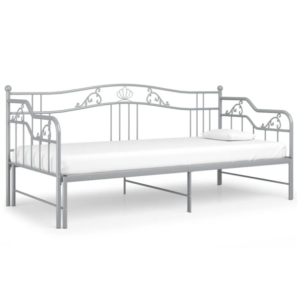 Estrutura sofá-cama de puxar 90x200 cm metal cinzento - Image 6