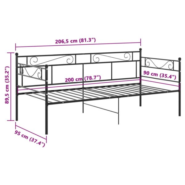 Sofá-cama 90x200 cm metal preto - Image 7