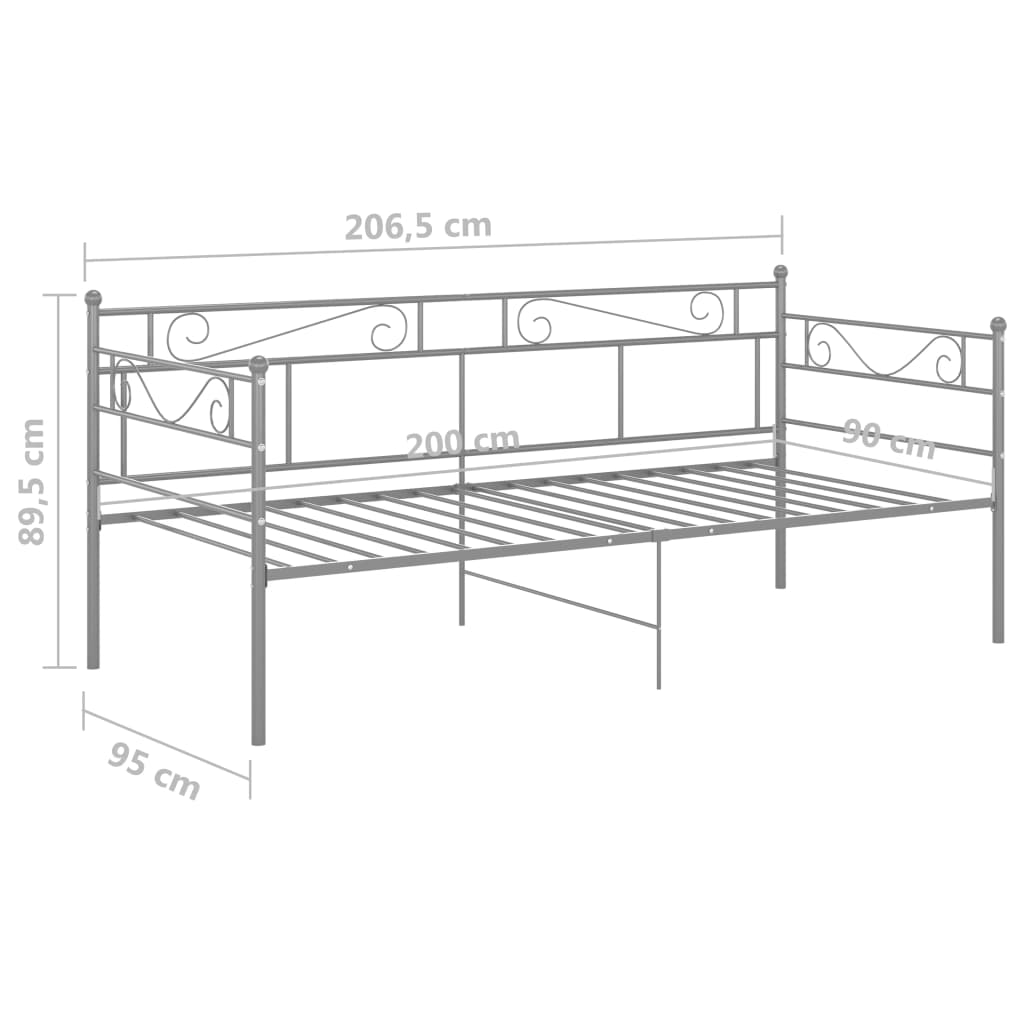 Sofá-cama 90x200 cm metal cinzento - Image 7