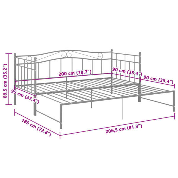 Estrutura sofá-cama de puxar 90x200 cm metal cinzento - Image 10
