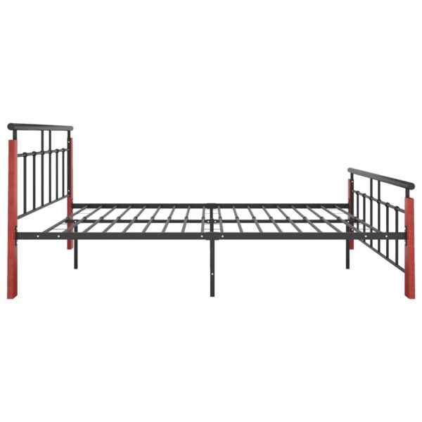 Estrutura de cama 140x200 cm metal/madeira de carvalho maciça - Image 4