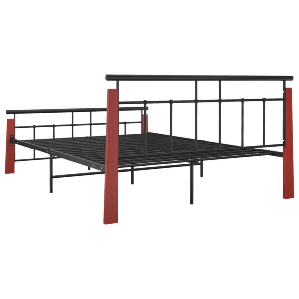 Estrutura de cama 140x200 cm metal/madeira de carvalho maciça - Image 5