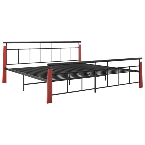 Estrutura de cama 200x200 cm metal/madeira de carvalho maciça - Image 2