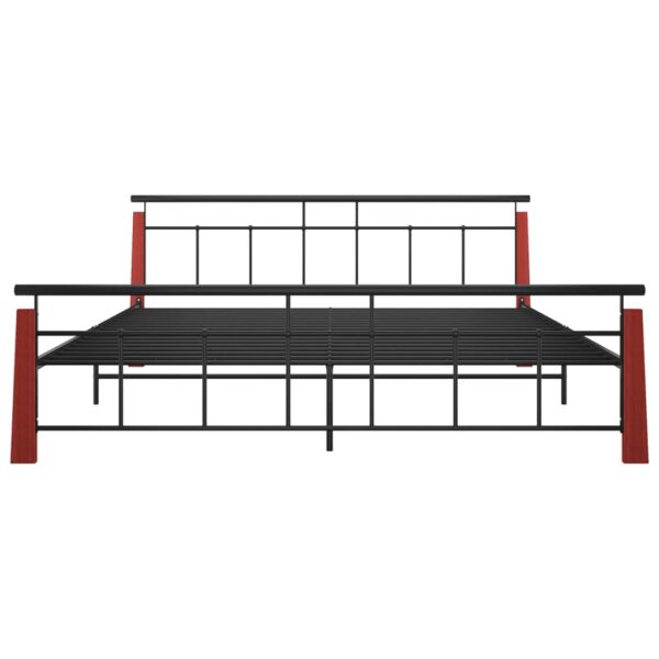 Estrutura de cama 200x200 cm metal/madeira de carvalho maciça - Image 3