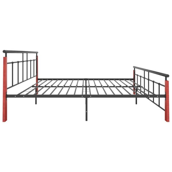 Estrutura de cama 200x200 cm metal/madeira de carvalho maciça - Image 4