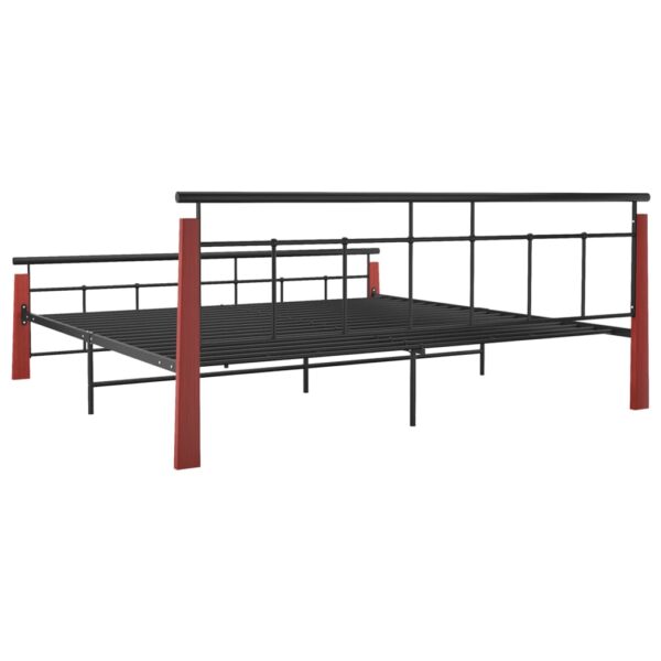 Estrutura de cama 200x200 cm metal/madeira de carvalho maciça - Image 5