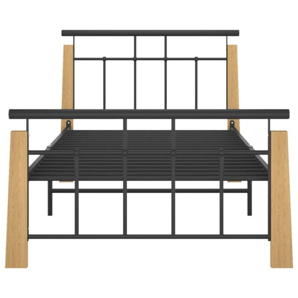 Estrutura de cama 100x200 cm metal/madeira de carvalho maciça - Image 3