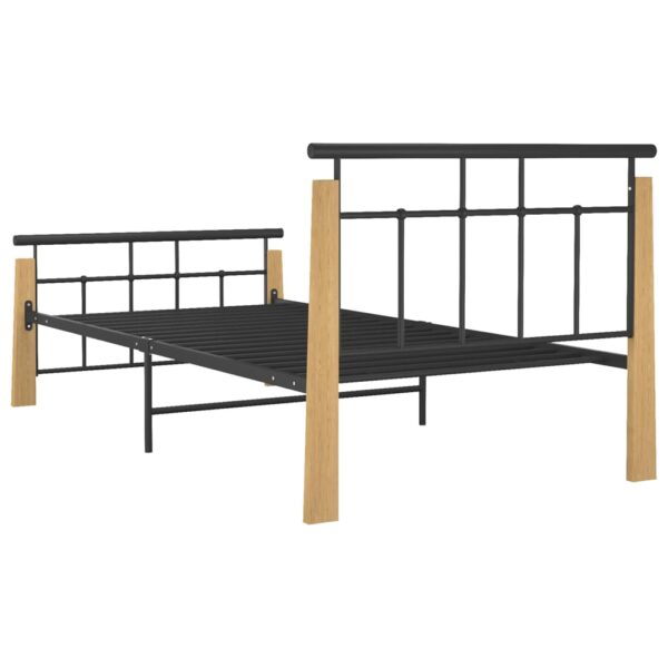 Estrutura de cama 100x200 cm metal/madeira de carvalho maciça - Image 5