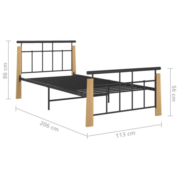 Estrutura de cama 100x200 cm metal/madeira de carvalho maciça - Image 7