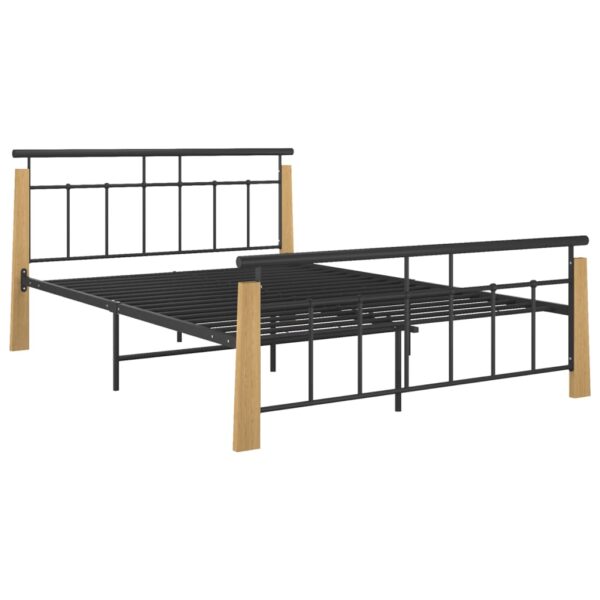 Estrutura de cama 140x200 cm metal/madeira de carvalho maciça - Image 2