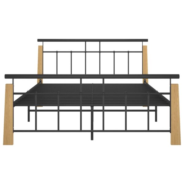 Estrutura de cama 140x200 cm metal/madeira de carvalho maciça - Image 3