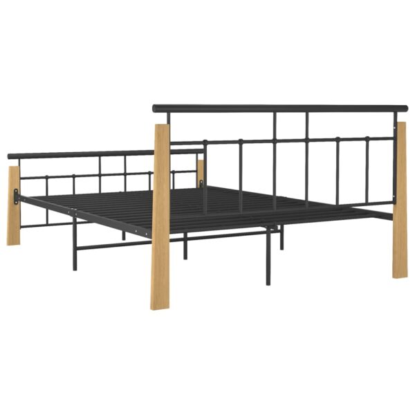 Estrutura de cama 140x200 cm metal/madeira de carvalho maciça - Image 5