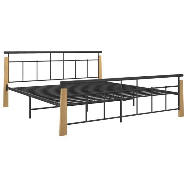 Estrutura de cama 180x200 cm metal e madeira de carvalho maciça - Image 2