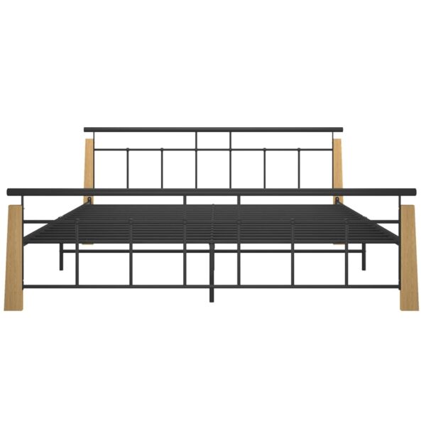 Estrutura de cama 180x200 cm metal e madeira de carvalho maciça - Image 3