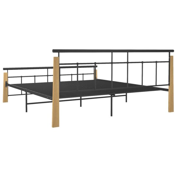 Estrutura de cama 180x200 cm metal e madeira de carvalho maciça - Image 5