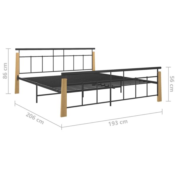 Estrutura de cama 180x200 cm metal e madeira de carvalho maciça - Image 7