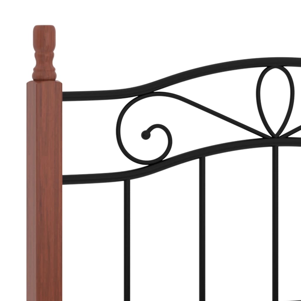 Estrutura de cama 90x200 cm metal/madeira carvalho maciça preto - Image 5