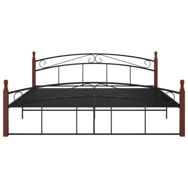 Estrutura de cama 180x200cm metal/madeira carvalho maciça preto - Image 3