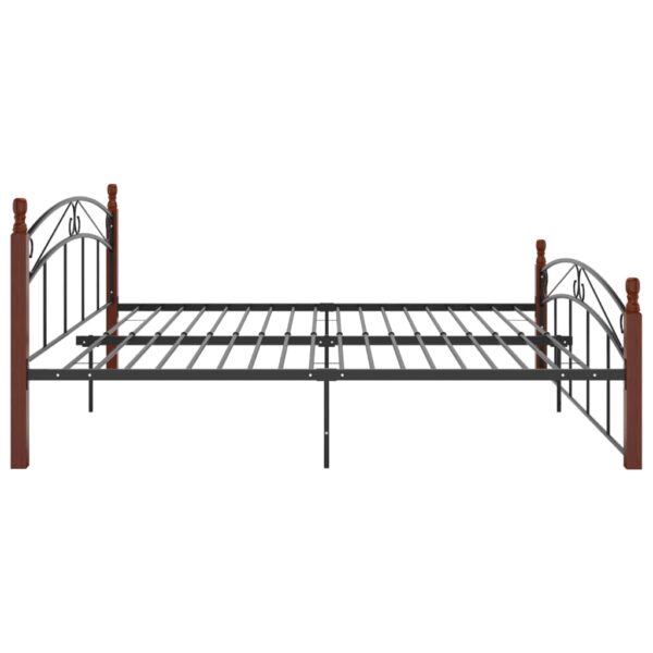 Estrutura de cama 180x200cm metal/madeira carvalho maciça preto - Image 4