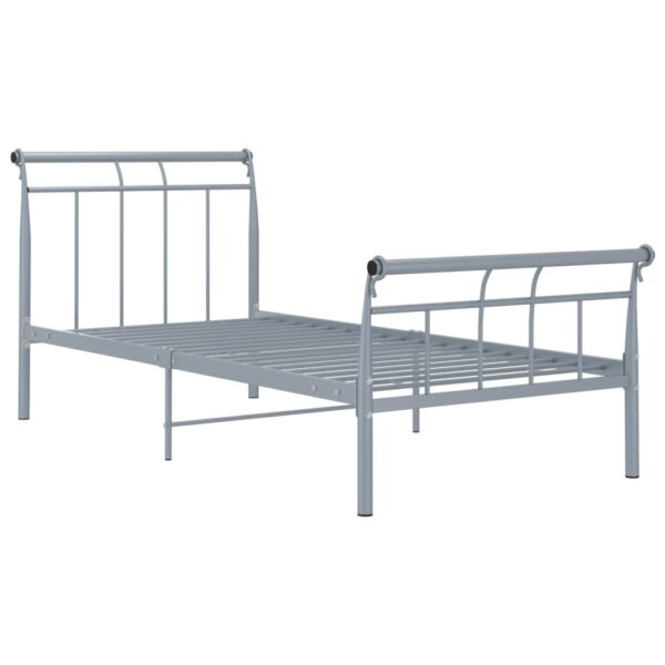 Estrutura de cama 100x200 cm metal cinzento - Image 2
