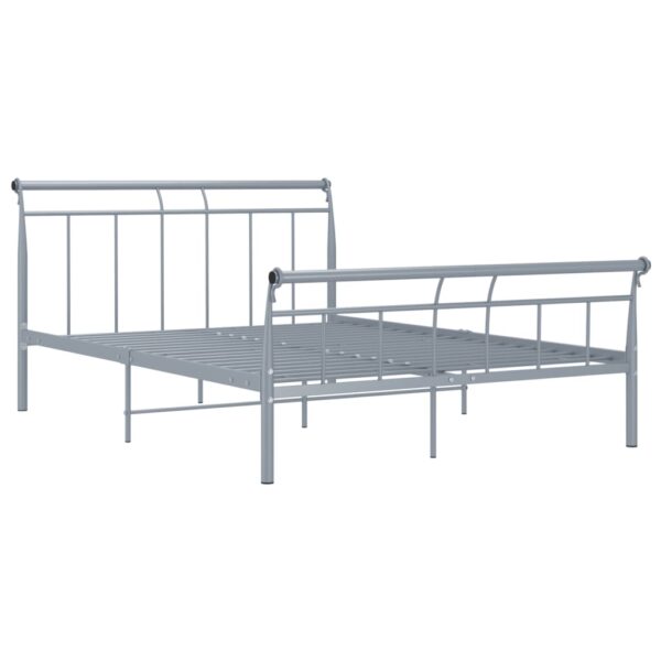 Estrutura de cama metal 140x200 cm cinzento - Image 2